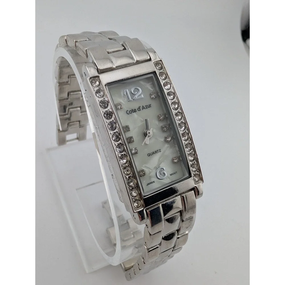 Cote d'Azur Tank Watch Women 21mm Case‎ Crystals Silver 7.25